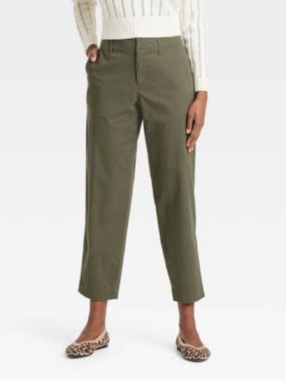 A New Day: Olive Straight-Leg Chino Pants